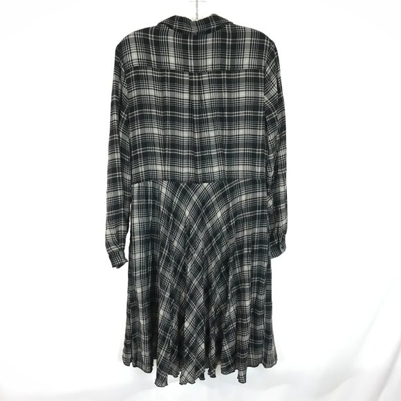 Womens Size 12 Banana Republic Plaid Button Front Long Sleeve Pleated Dress - Picture 4 of 4